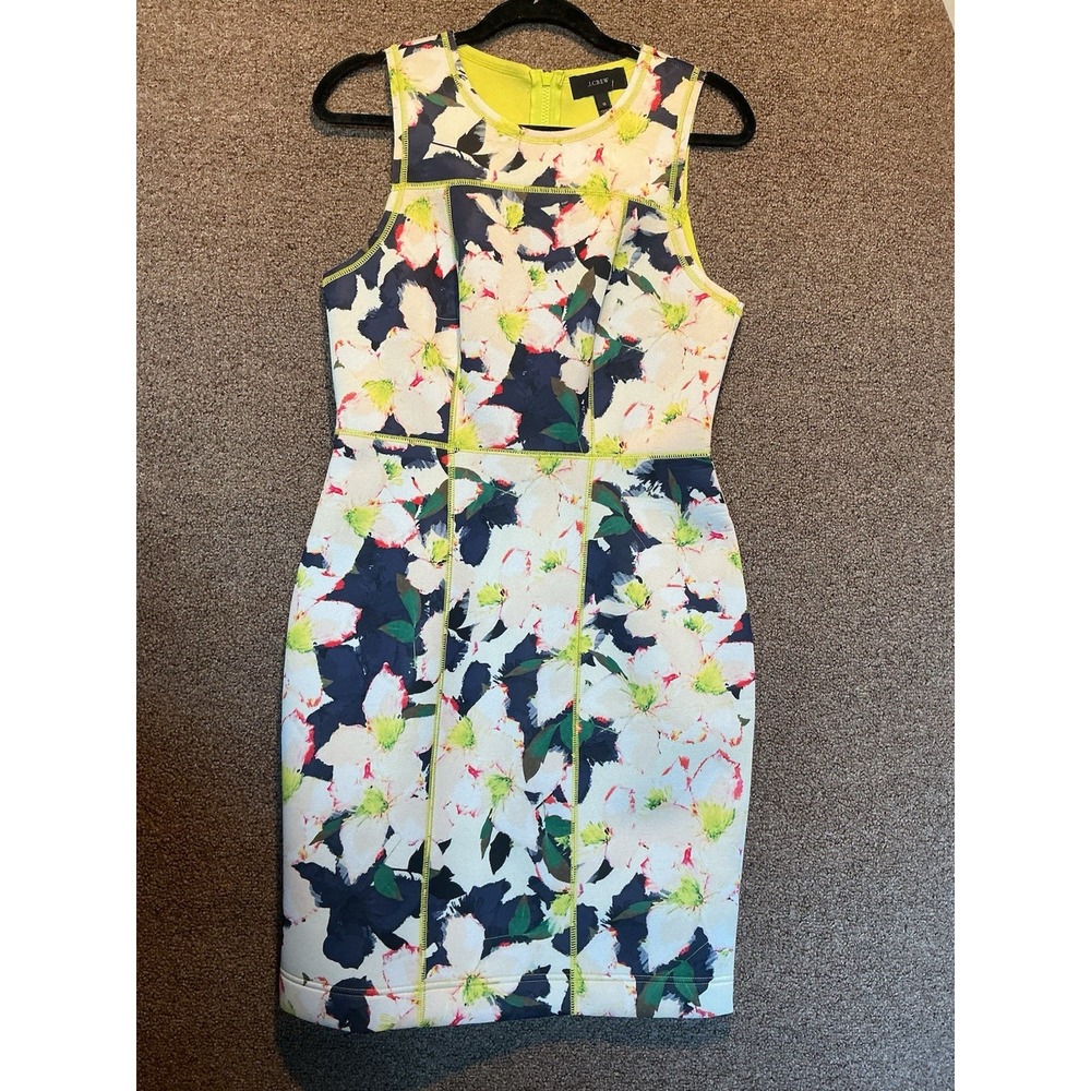 J Crew Body Con Dress Abstract Floral NEW WITH TAG 10 A7551 Lime Green